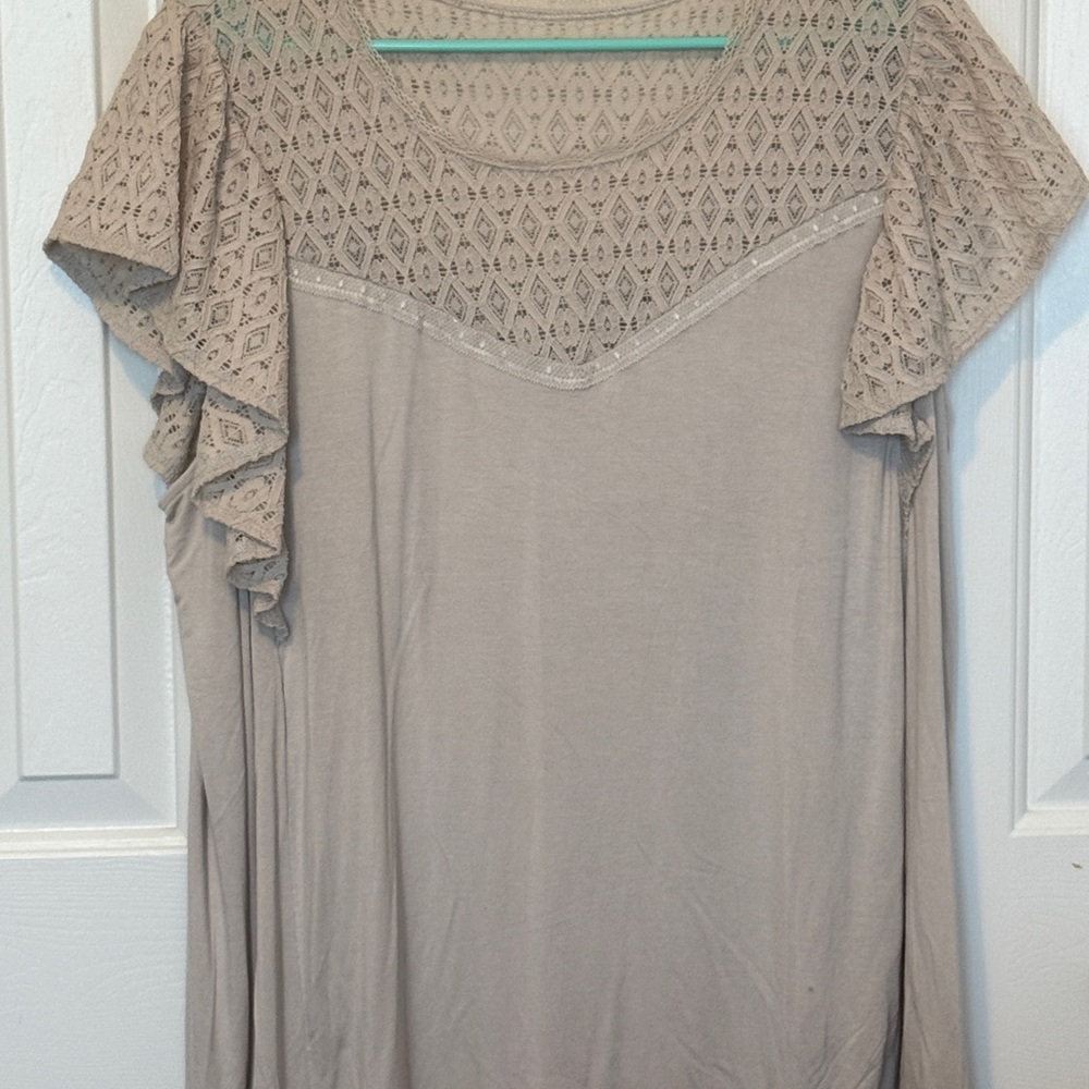 Torrid Beige Lace Accent Blouse